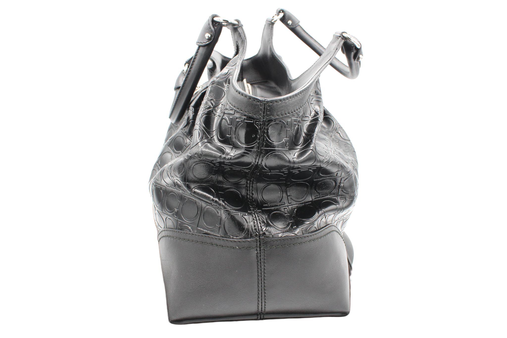 Salvatore Ferragamo Gancini Patent Leather Tote Bag - Image 4