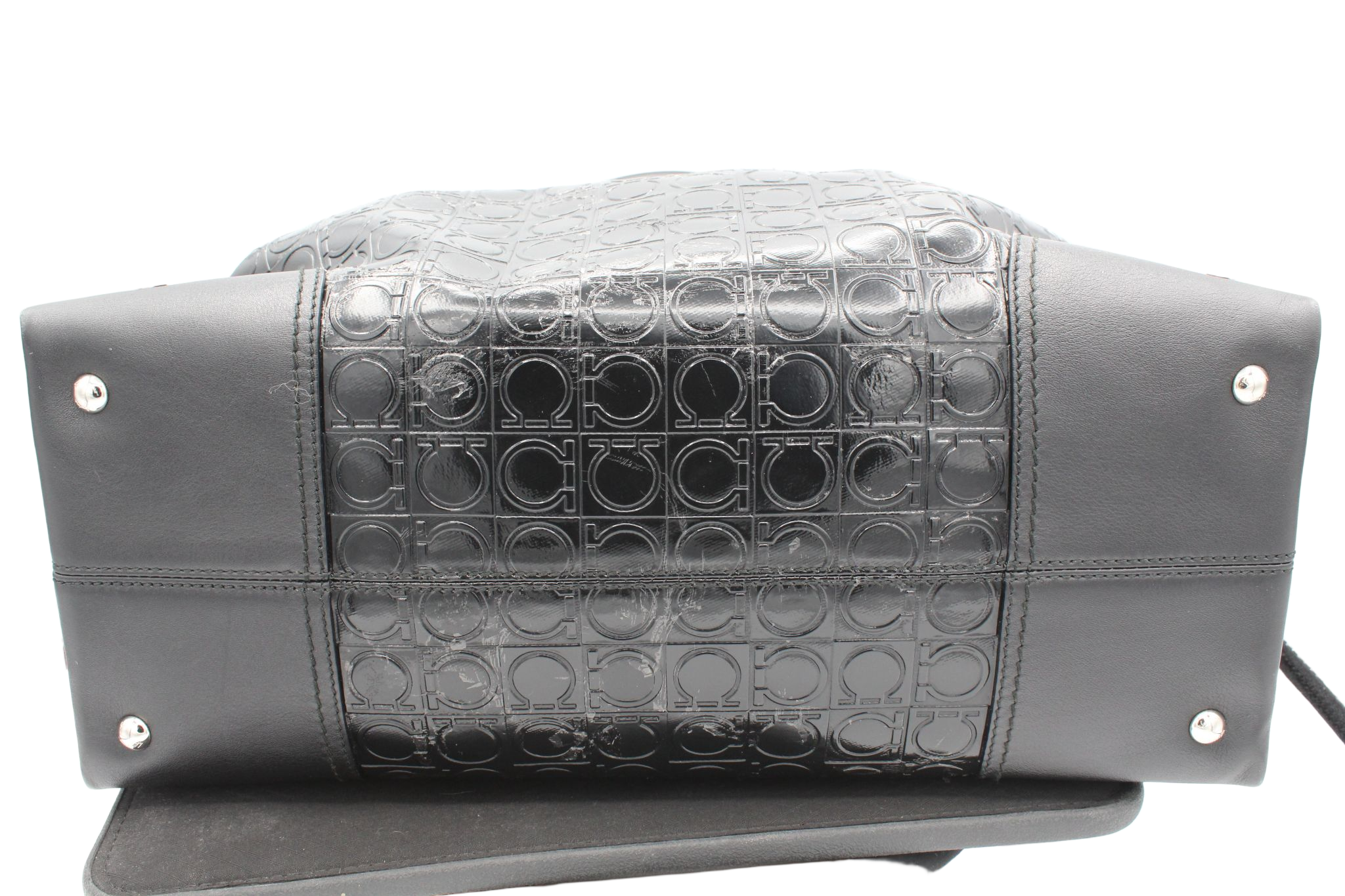 Salvatore Ferragamo Gancini Patent Leather Tote Bag - Image 5